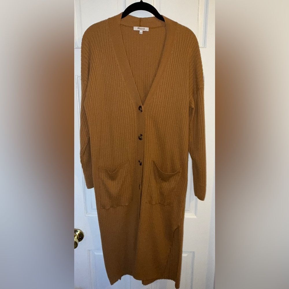 Madewell Duster Cardigan Sweater Heather Camel Small